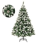 GIGALUMI Künstlicher Weihnachtsbaum mit Schnee-Effekt 150cm 760 Spitzen Tannenbaum mit beschneiten...