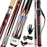 Tai ba cues Billard-Queuestab + Hartschalenkoffer, 13 mm Spitze, 147,3 cm, Hartholz, kanadischer...