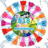 518 Stück Wasserbomben Set, 60 Sekunden Schnellfüller Wasser Luftballons mit Selbstschließende,...