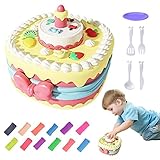 GUSHE Kuchen Plastilin Farbiger Ton Handgemachtes Spielzeug, 17 Stück Knete Zubehör, Knetwerkzeug...
