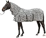 HKM Fliegendecke mit Halsteil -Zebra- mit Bauchlatz, weiß/schwarz, 145