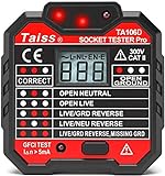 Taiss/Stromprüfer ,Steckdosenprüfgerät mit Spannungsanzeige LCD Display 48-250V Automatischer...
