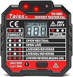 Taiss/Stromprüfer,Steckdosenprüfgerät mit Spannungsanzeige LCD Display 48-250V Automatischer...