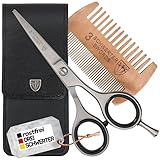 DREI SCHWERTER-Rostfreie professionelle Bartschere Haarschere mit Bartkamm im Etui