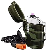 SUPRUS Wasserdichtes Feuerzeug Mit 3 Modi Taschenlampe - Winddichtes Doppelbogen-Plasma-Feuerzeug -...
