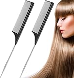 ROTOPATA 2 Stück Stielkamm Toupierkamm für Friseur, Stilkamm Hair Kamm mit Langem Metall Stiel,...