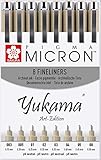 Yukama Sakura Pigma Art-Edition, 8 Pigma Micron Fineliner Nr. 003-08, Schwarz