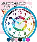 Honey's Heaven Wanduhr für Kinder - Lernuhr zum Lernen der Uhrzeit - analoge Kinderuhr ohne Tick...
