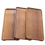 Holztablett Deko Tablett Holz 3 Stück - Serviertablett aus Akazienholz 36x14 cm - Holz Tablett...
