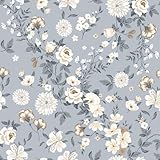 AUIAU Tapete Blau Blumen Aquarell 44×300cm Blumentapete Vintage Möbelfolie Selbstklebend Tapeten...