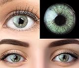 GLAMLENS Keira Green Grün + Behälter | Sehr stark deckende natürliche grüne Kontaktlinsen farbig...