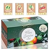Bio Mini Gemüse Anzuchtset - 4 Sorten Bio Balkon Gemüse Samen. Perfektes Gemüseset für Topf,...