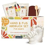 Amari ® Baby Gipsabdruck Set – Baby Hand- und Fußabdruck Set mit hochwertiger Verpackung –...