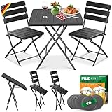 KESSER® Bistroset 3-teilig Balkontisch mit 2 Stühlen | Balkonmöbel Wetterfest & UV-beständig...