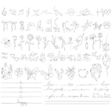 BETESSIN 3 Bögen Temporäre Tattoos 2 Wochen - Minimalistische Fake Tattoo mit One-Line-Art -...