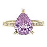 Cavill Patroke-Kunzit Goldring 3,54 ct Tropfenschliff mit 0,15 ct Diamanten in 14K Gelbgold,...