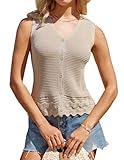 GRACE KARIN Damen Sommer Pullunder Ärmellos Strickjacke Tank Top Casual Pullover Elegant Waffel...