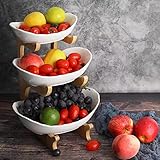 SEVEN SPARTA Obst Etagere 3 Stöckige Obstschale Keramik Schale für Küche Obst Aufbewahrung (3...