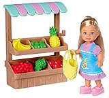 Simba 105733563 - Simba Love Fruit Stand, Puppe mit Marktstand, Früchte und Netztasche, Minipuppe...