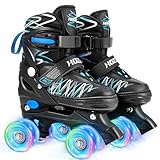 Hozzen Rollschuhe Kinder, 4 Größen Verstellbare Quad Rollschuhe Jungen für Anfänger, Bequeme und...