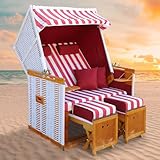 BRAST® Strandkorb Norderney Deluxe für 2 Personen | 120cm breit | 4 Designs | inkl. wetterfeste...