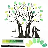 BOFUNX Leinwand Gästebuch Hochzeit Baum Leinwand für Fingerabdrücke Personalisiert Alternative...