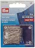 Prym Stecknadeln, 0,50 x 30mm, silberfarbig, 15g, Karte mit Dose, Stahl, 30 x 0,5mm