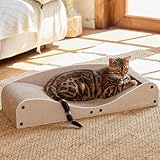 FUKUMARU Kratzbrett Katzen,74 cm langlebiges Kratzpappe und Filz, große Liege, recycelbares...