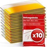 PURAHELP Rettungsdecke Gold Silber für Notfälle (10 Stück) - 210 x 160 cm - Wetterfeste...