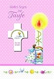 Gottes Segen zur Taufe: Glückwunschkarte mit Segenskreuz - rosa