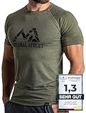 Herren Fitness T-Shirt meliert - Männer Kurzarm Shirt für Gym & Training - Passform Slim-Fit, lang...