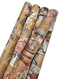 Geschenkpapier Romantisches Paris Retro Öko Recycling Papier Geburtstagspapier Set 5 Rolle a` 2m x...