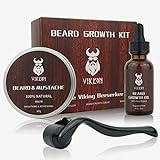 Beard Growth Kit, VIKICON Bartpflege Set, Bartwachstum Kit für Männer, Bart Derma Roller...