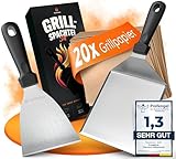 flammtal Smash Burger Set inkl. 20x Burgerpapier - Grillspachtel Set aus Edelstahl - Hochwertiger...