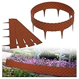 GARDENIX Rattan Rasenkante Kunststoff - Beetumrandung Rattanoptik, 3.2m Gartenpalisade Holz,...