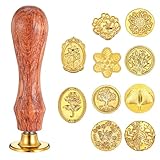 Ouligay Wachssiegel Stempel Set, 10 Stück Klassischer Siegelstempel Set mit Holzgriff, Siegelwachs...