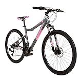 Galano GX-26 26 Zoll Damen/Jungen Mountainbike Hardtail MTB (grau/pink, 44cm)