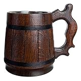 Handgefertigter Bierkrug aus Eichenholz Edelstahl Tasse Natürlich Umweltfreundlich 0,6 Liter 20...