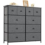 LYNCOHOME Kommode mit Schubladen aus Stoff, Sideboard mit 10 Stoffschubladen, Schubladenschrank...