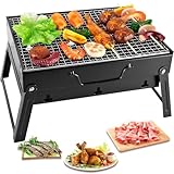 Kompakter Mini Grill BBQ, Holzkohle, tragbar & klappbar, Edelstahl Holzkohlegrill, Tischgrill...