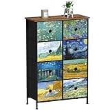VEDECASA Schmal Kommode für Schlafzimmer Hohe Kommoden mit 8 Schubladen Van Gogh Schubladeneinheit...
