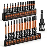 Torx Bit Set, COMOWARE 26-teiliges Stern Bitset (T5-T40) S2 Stahl Torx Bitsatz mit Loch Magnetische...