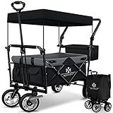 KESSER® Bollerwagen faltbar GT9000 mit Dach Handwagen Transportwagen | inkl. 2X 3-Punkt Gurtsystem|...