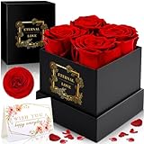 Frasheng Rosenbox - 4 Infinity Rosen Ewige Rose,Konservierte Rose,3-4 Jahre haltbar,Rosenbox mit...
