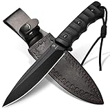 NedFoss BLACK PHOENIX Outdoor Messer feststehend, 28cm Full Tang Survival Messer mit G10 Griff,...