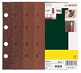 Bosch 25tlg. Schleifblatt Set verschiedene Materialien (Körnung 40/60/80/120, 8 Löcher, Zubehör...