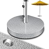 KESSER® Granit Sonnenschirmständer mit Edelstahlrohr, Hochwertiger Schirmständer Rund Sockel 30KG...