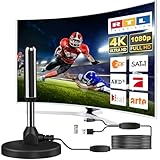 DVB-T2 Antenne mit Verstärker für Innen – Zimmerantenne für Fernseher, DVB-T/T2, TV Antenne 4K...