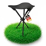 BigDean Kleiner Campinghocker faltbar & Ultraleicht 41cm hoch schwarz - robuster Dreibeinhocker...