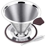 FOXAS Permanenter Pour Over Kaffeefilter aus Edelstahl,Papierloser Dauer Wiederverwendbarer...